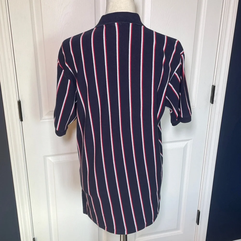 Polo‎ Ralph Lauren Navy White & Red Vertical Stripe Cotton Polo Size Medium